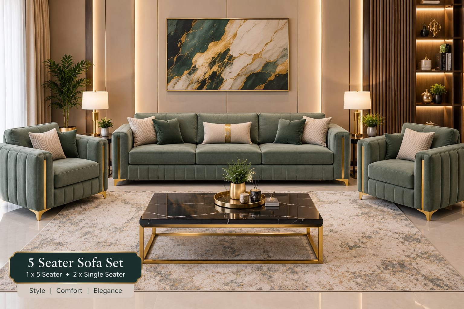طقم كنب فاخر 5 مقاعد